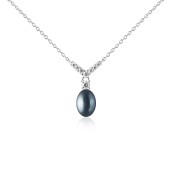 Colier perla naturala neagra si cristale cu lantisor argint DiAmanti SK21486N_B-G